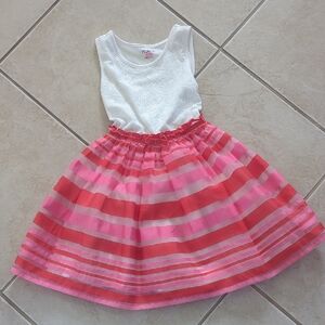 White, Pink, Red Striped  Tank Top Children's Place Size 7 Dress